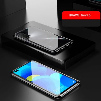 Double Sided Toughened Glass Magnetic Adsorption Metal Frame Back Cover For Huawei Nova 6