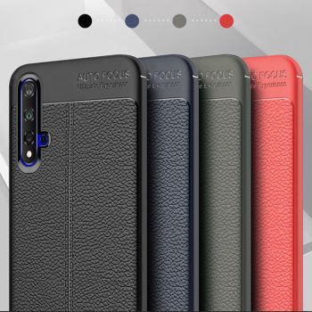 Litchi Grain Leather Touch Feeling Soft Silicone Protective Cover Case For HUAWEI Nova 5 Pro/Nova 5