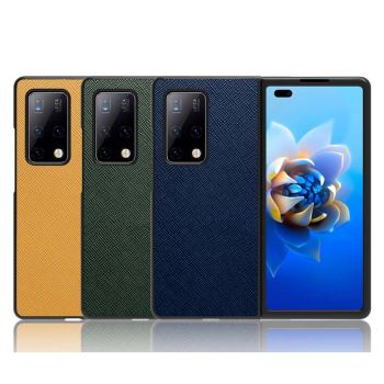 Top Layer Cowhide Leather Litchi & Cross Texture Protective Case For HUAWEI Mate X2