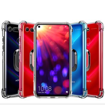 Transparent Soft TPU Anti-drop Protective Back Case With Ring Holder For Huawei Honor V20
