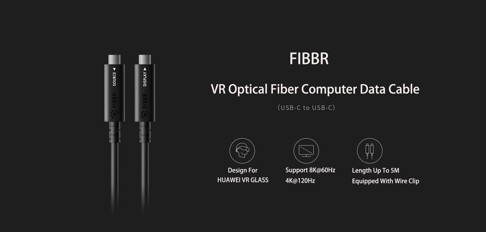 FIBBR USB-C to USB-C VR Optical Fiber Computer Data Cable